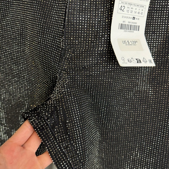 NWT ZARA Black Embellished Straight Leg Jeans Pants Sz 10 Blogger Fav - Picture 10 of 16